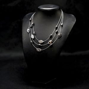 🖤'Top ZEN' Black Gunmetal Layered Necklace with Matching Earring Paparazzi🖤